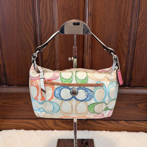 Coach Colorful Scribble Hamptons Weekend Top Handle Pouch Mini Small Baguette - Picture 2 of 10